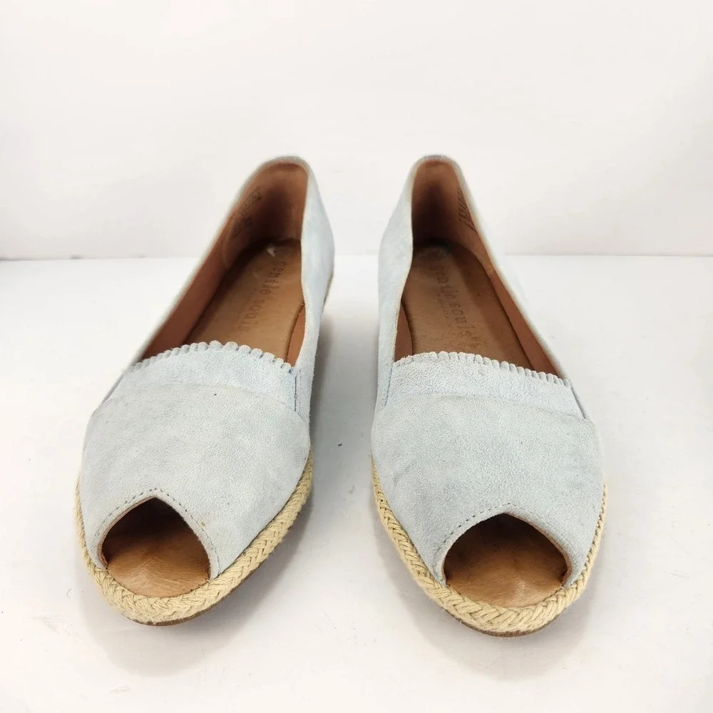 Gentle Souls‎ Lissa Ruffle A-Line Women's Pale Blue Espadrilles Peep Toe Size 8